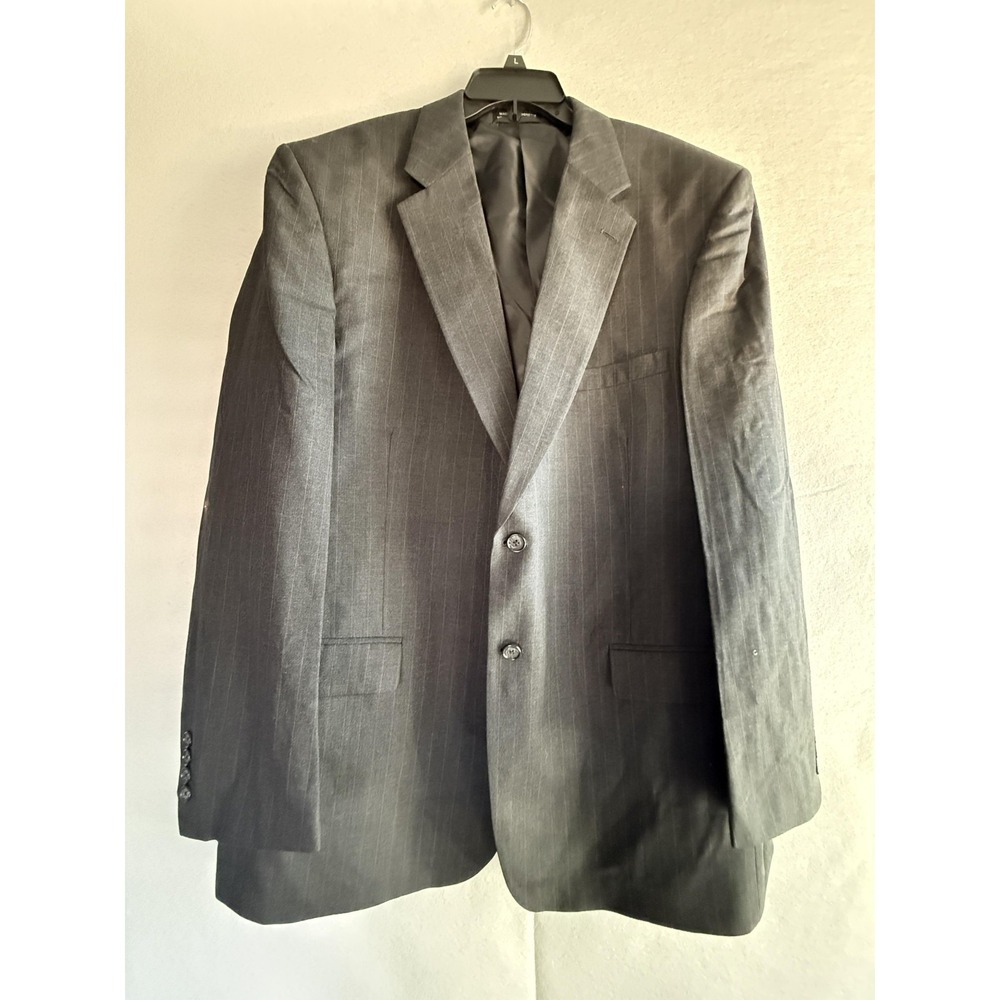 Stafford Suit Mens 48L 44x34 Gray Wool Pinstripe 2 Piece Jacket‎ Pants Classic